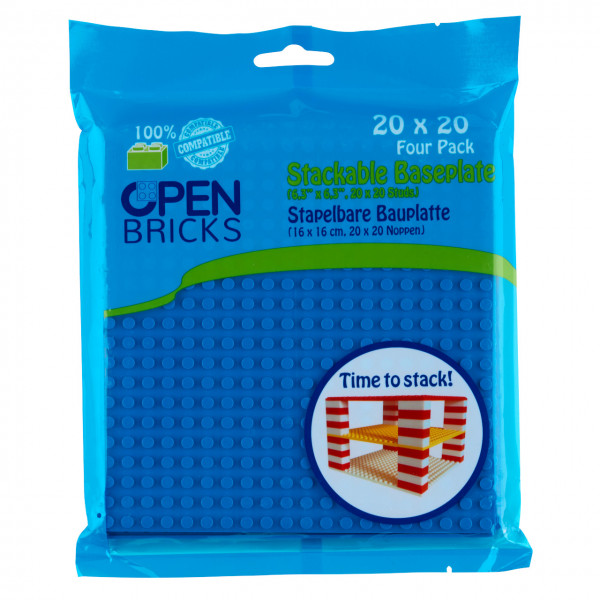 Open Bricks 4x stapelbare Bauplatte 20x20 Blau