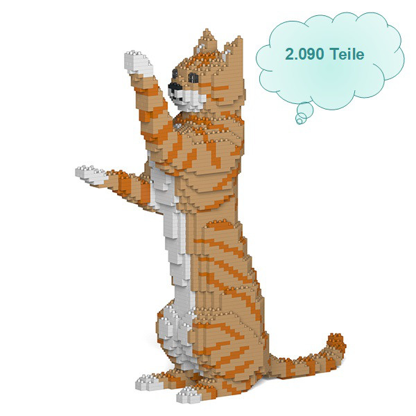 Jekca Katze orange/weiß &quot;Männchen&quot; machend