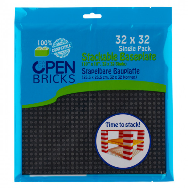 Open Bricks stapelbare Bauplatte 32x32 Schwarz